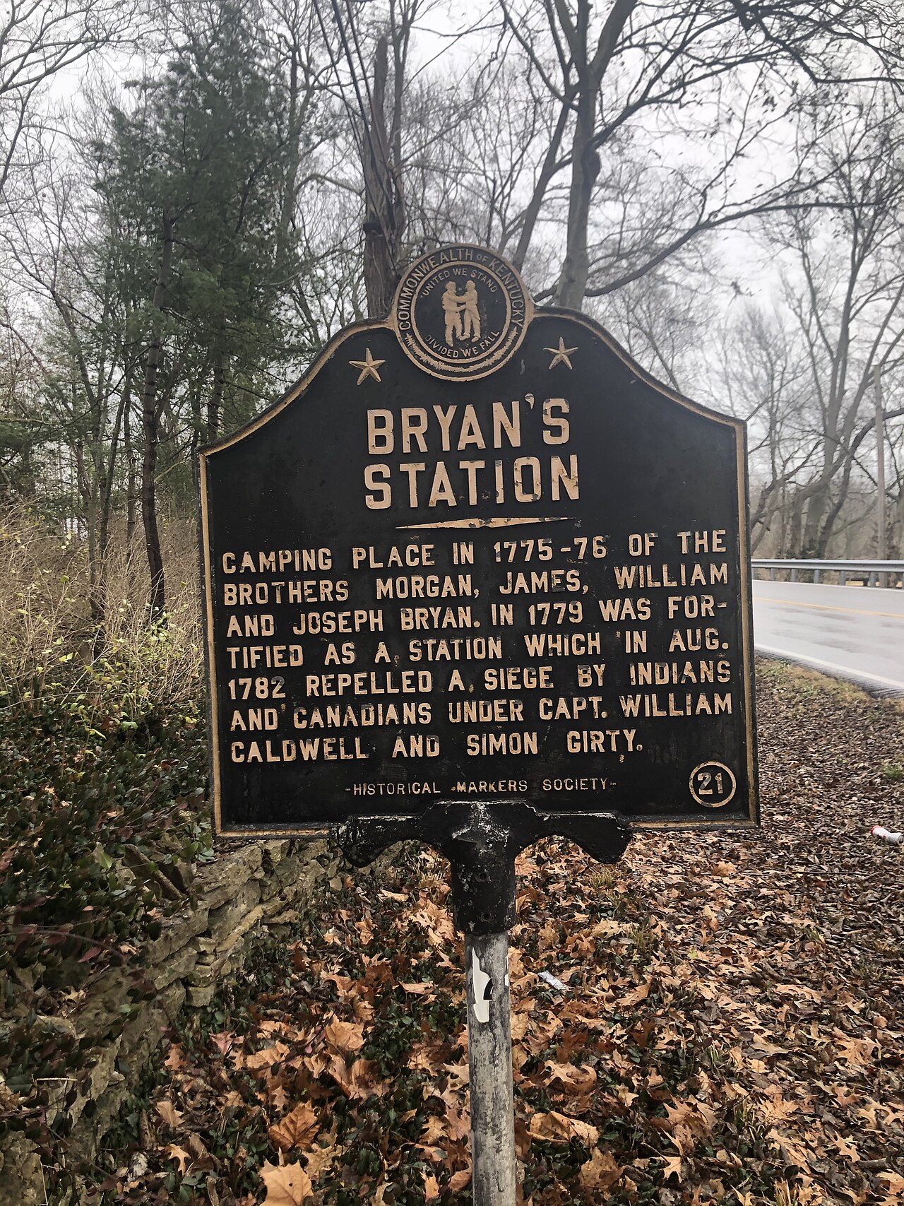 Kentucky Historical Marker 21, Bryan's Station (Fayette County)