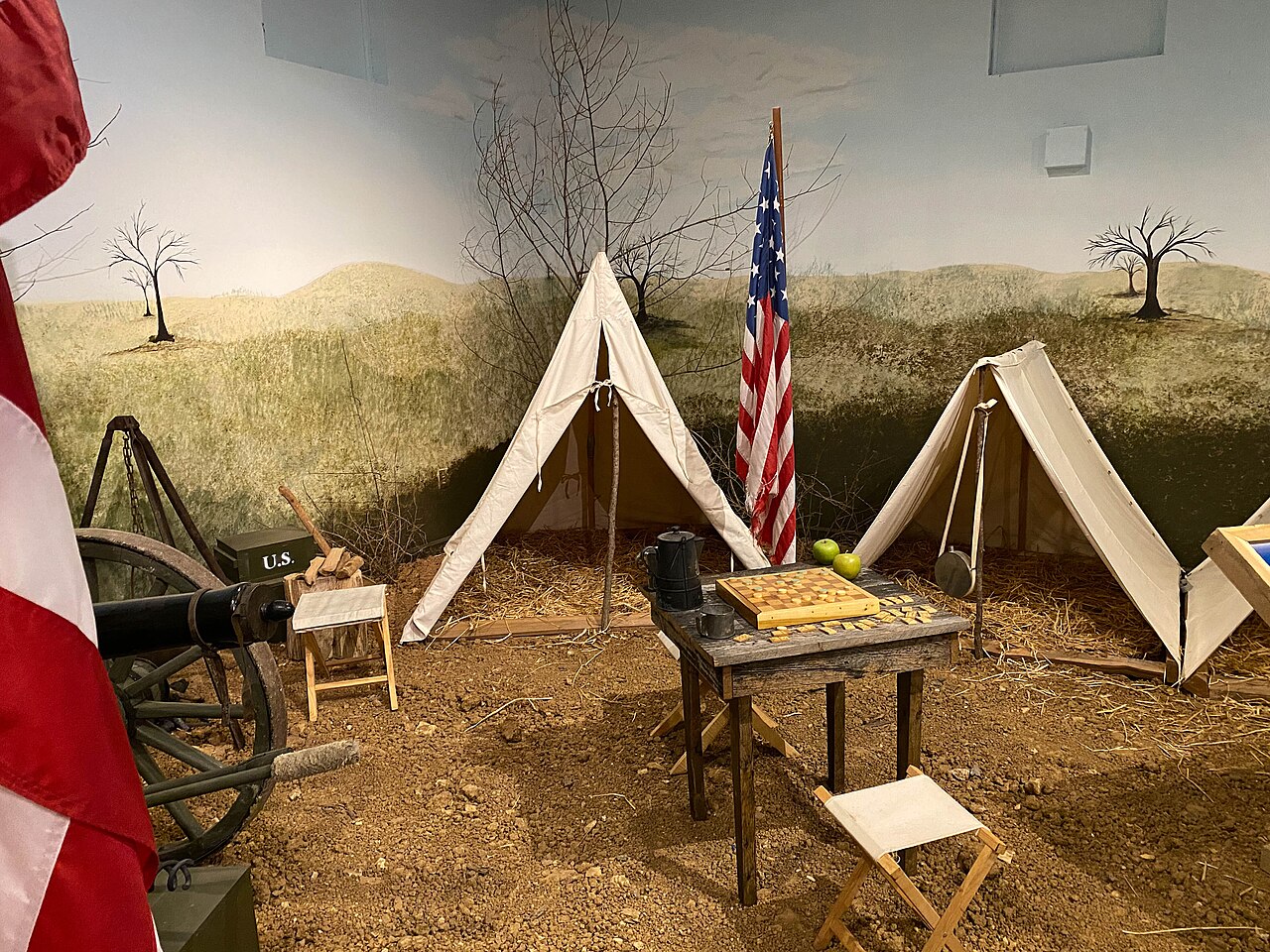 Museum exhibit of Civil War soldier camps at Camp Nelson National Monument (2022 photo)