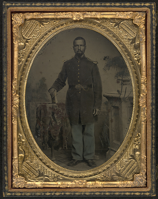 Pvt. William Wright, Co. H, 114th U.S. Colored Infantry, a regiment organized at Camp Nelson (ambrotype or tintype, between 1864 and 1867)