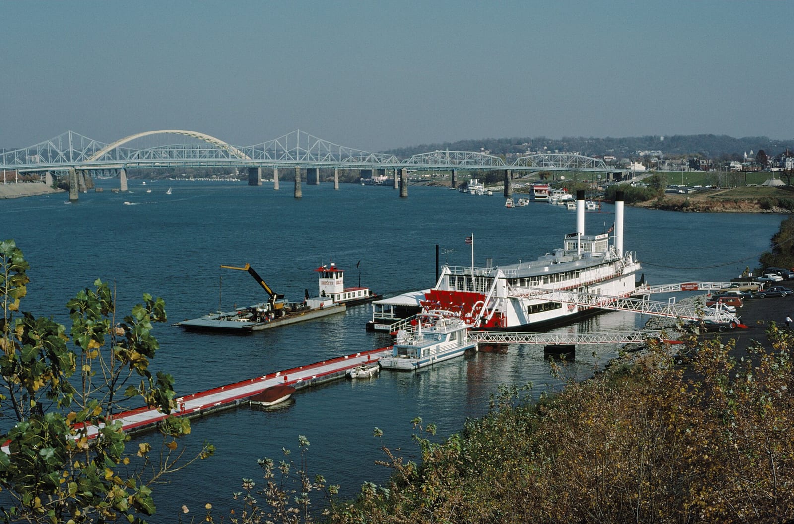 Covington, looking upstream from the Roebling Suspension Bridge