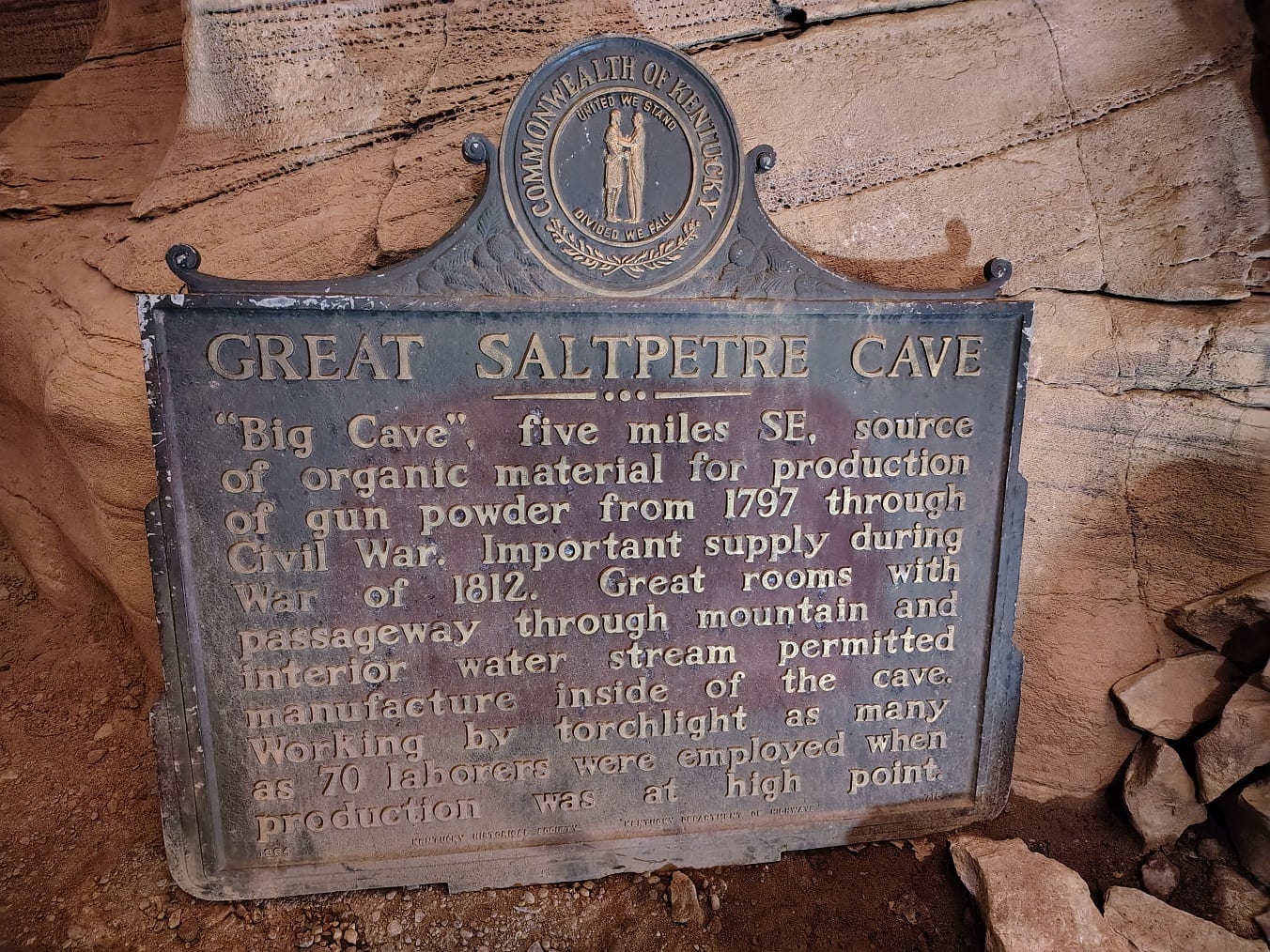 Sign inside Great Saltpetre Cave