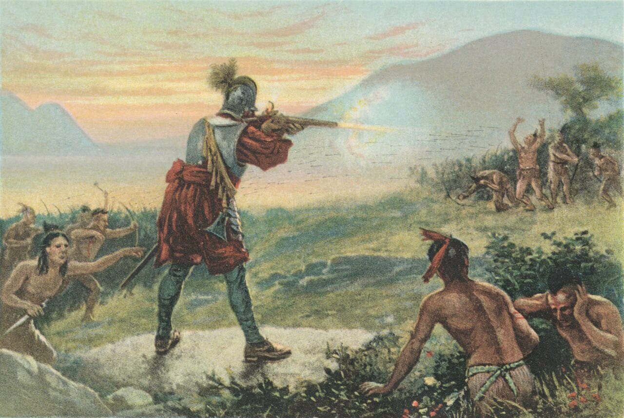 Champlain's battle with the Iroquois at Ticonderoga, July 1609