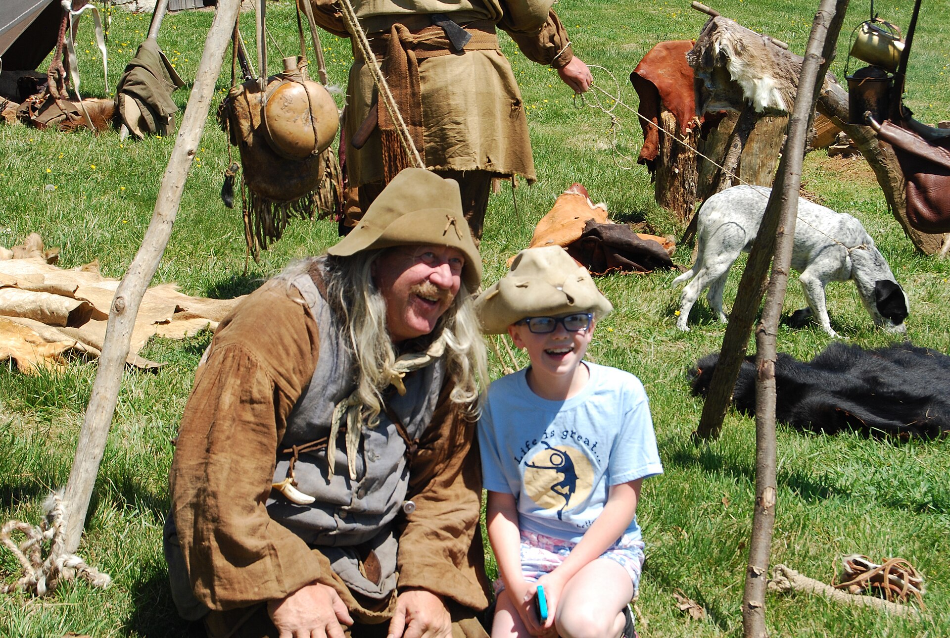 Longhunter reenactment (Natural Tunnel State Park, Virginia) — representative of the long-hunter kit, not a portrait of James Knox