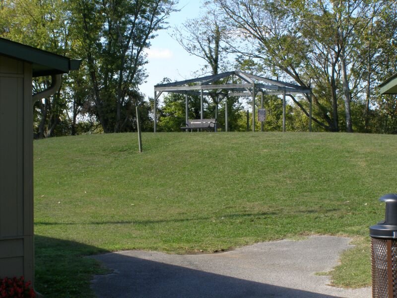 Mound A at Wickliffe Mounds, Ballard County (photographed 2008); stand-in, since Sassafras Ridge is address-restricted and no public photo is used