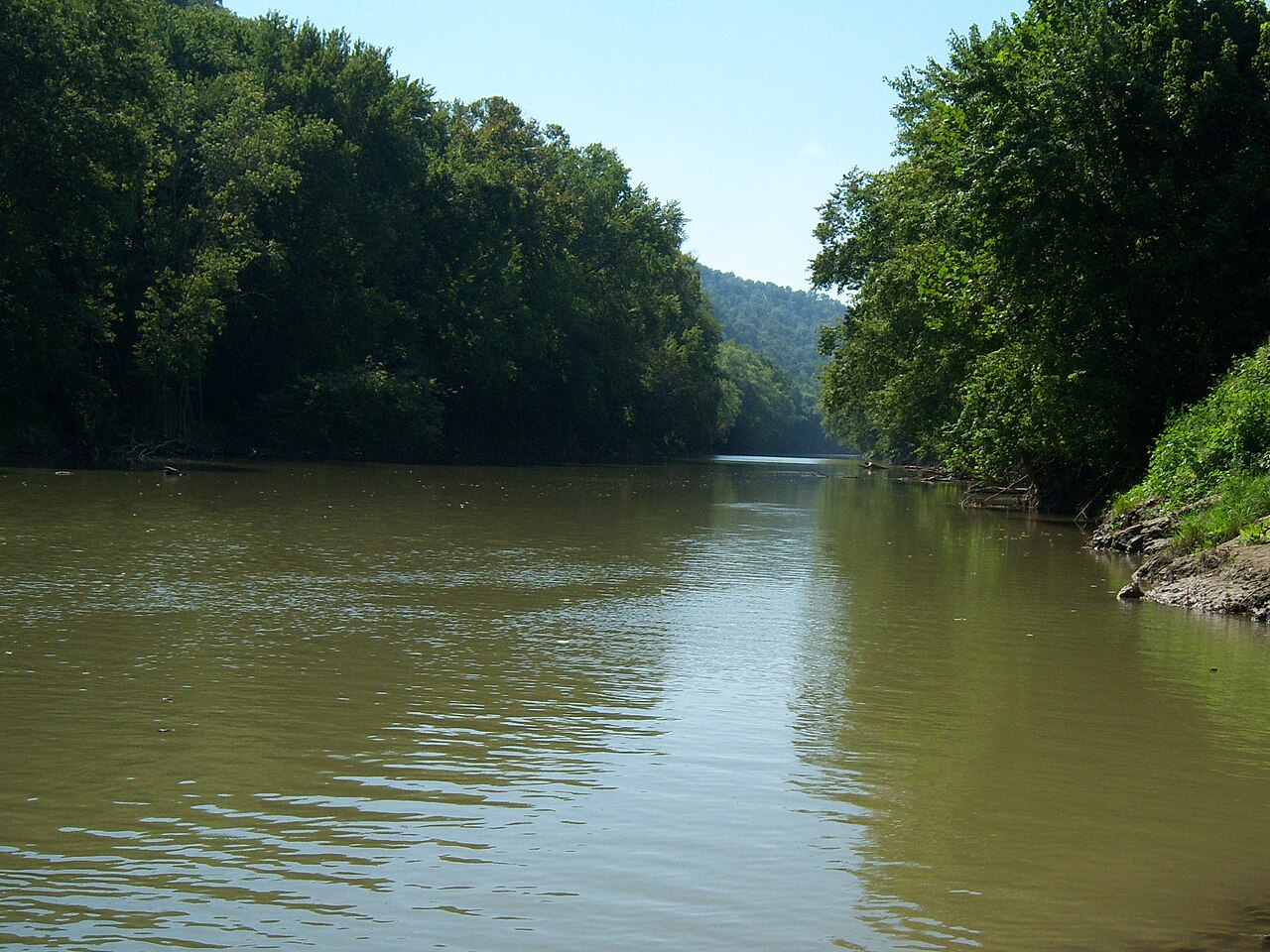 The Levisa Fork at Paintsville (photographed 2009); stand-in, since the mound sites are not public