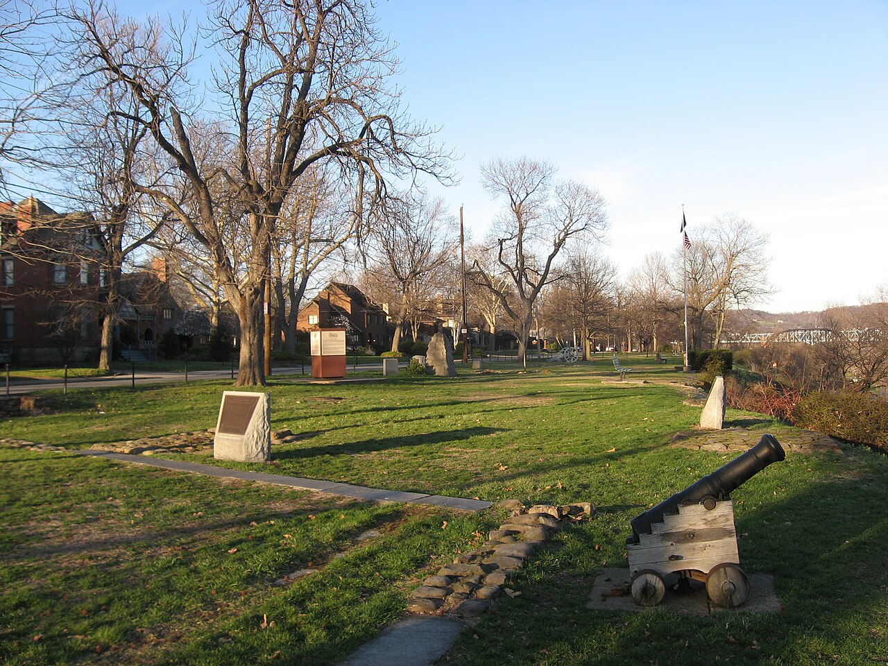 Looking east across the site of Fort McIntosh, Beaver, Pennsylvania (photographed 2009)