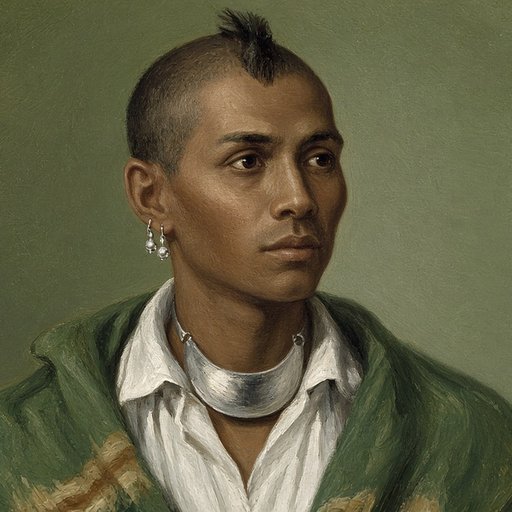 AI illustration of Elinipsico, Shawnee son of Cornstalk, about 1777