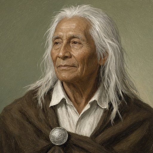 AI illustration of Moluntha, elderly Mekoche Shawnee civil chief, about 1786